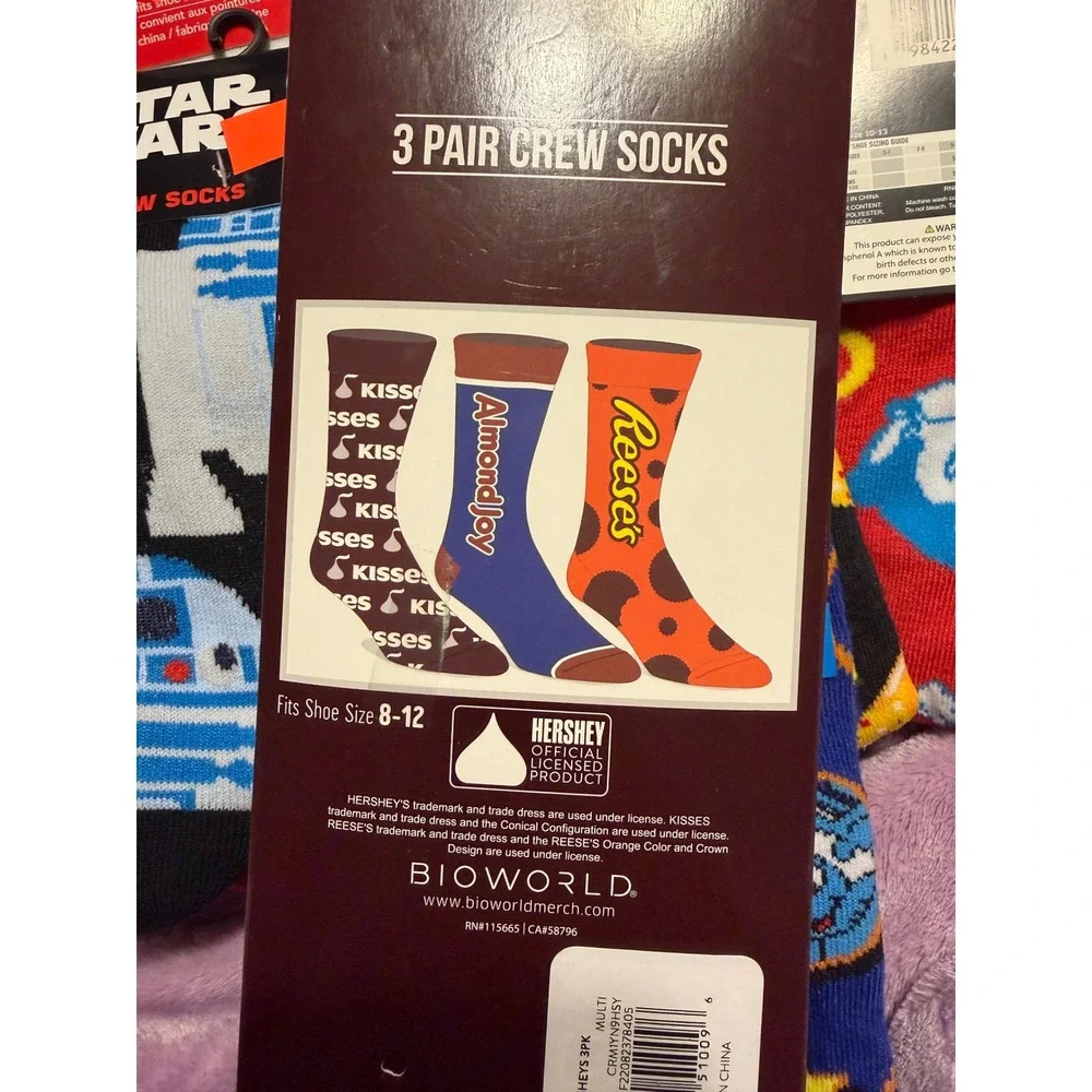 Multi‎ Brand Novelty Crew Socks Men OSFM Multicolor Star Wars Sonic Gap 14 Pair
